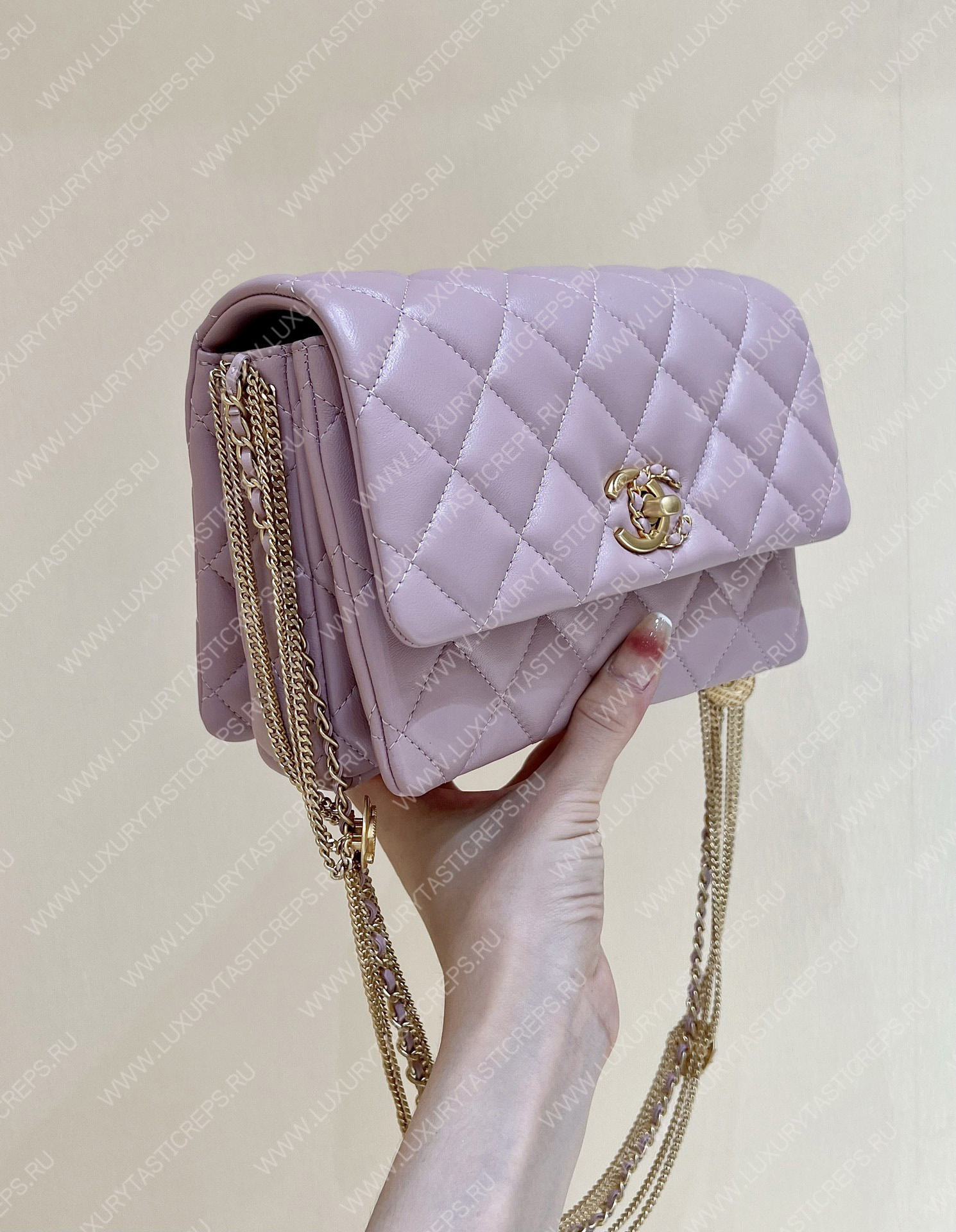 Ch*el mini flap bag light purple as3378