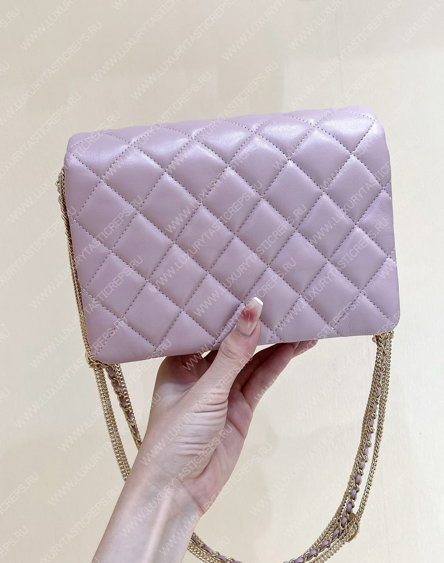 Ch*el mini flap bag light purple as3378