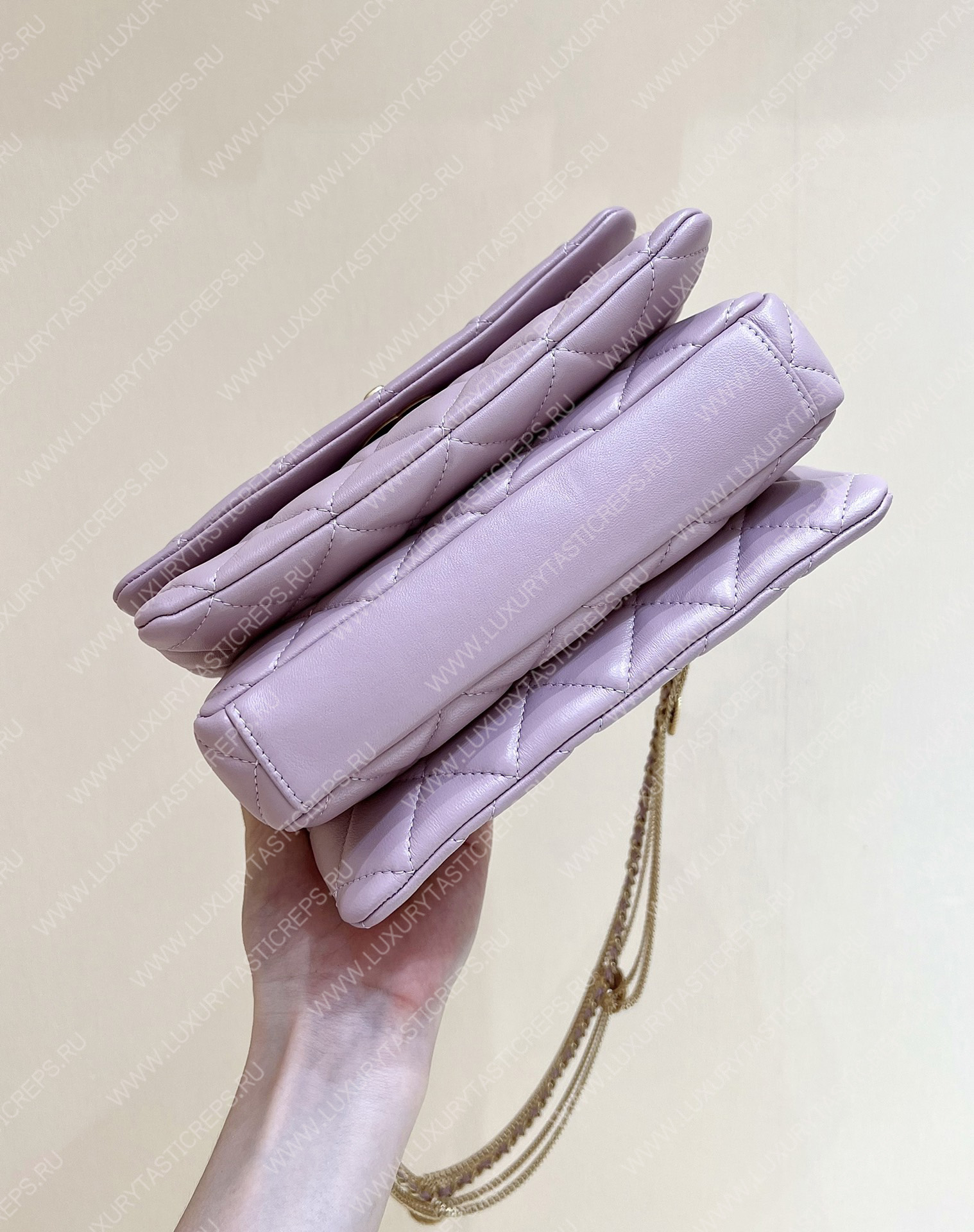 Ch*el mini flap bag light purple as3378