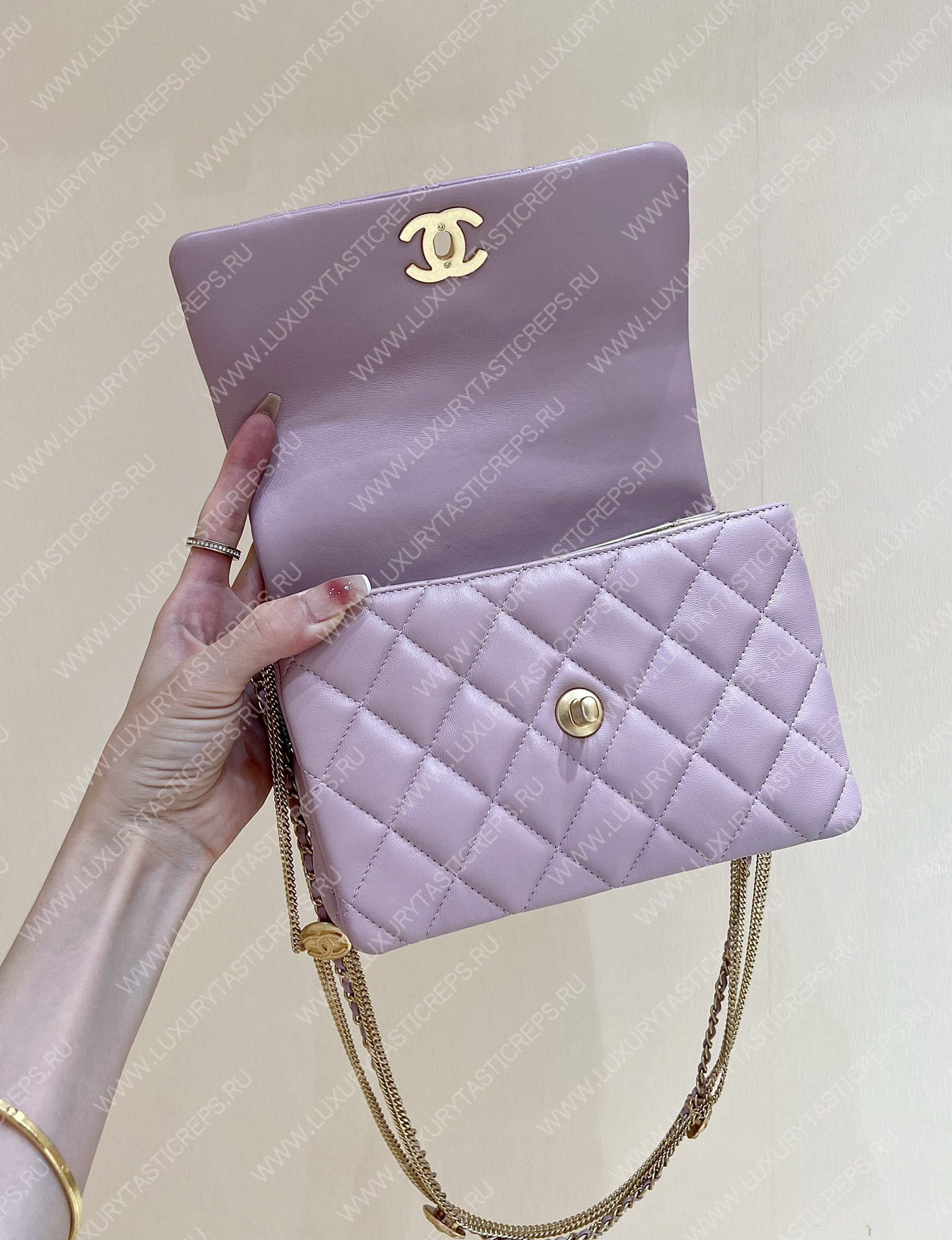 Ch*el mini flap bag light purple as3378