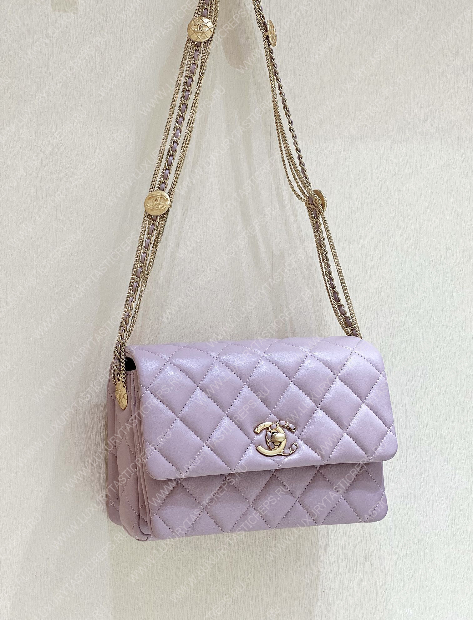 Ch*el mini flap bag light purple as3378