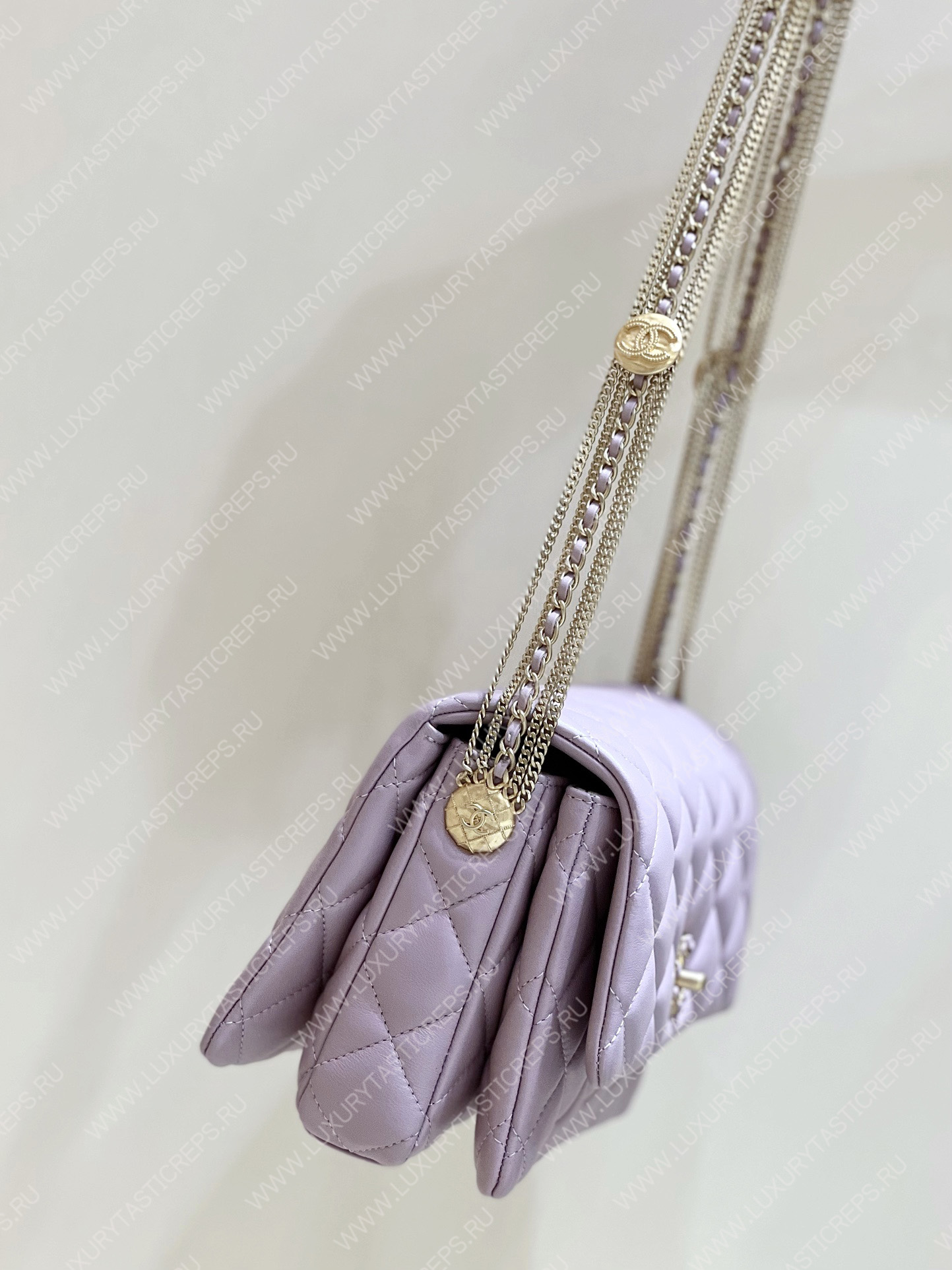 Ch*el mini flap bag light purple as3378