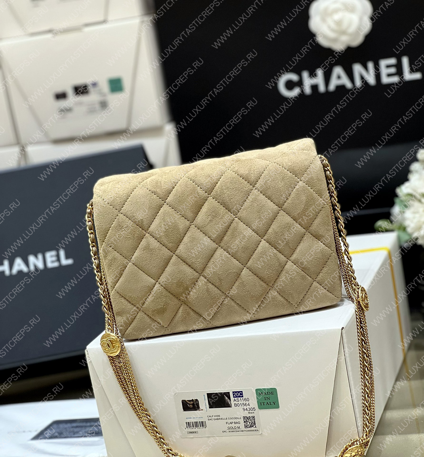 Ch*el mini flap bag beige as3378