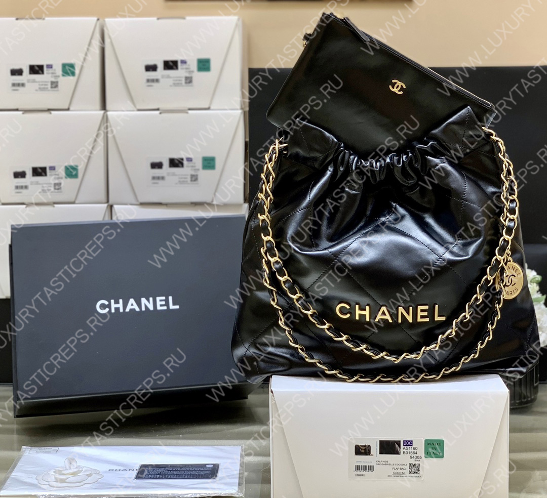 Ch*el 22  handbag black as3260