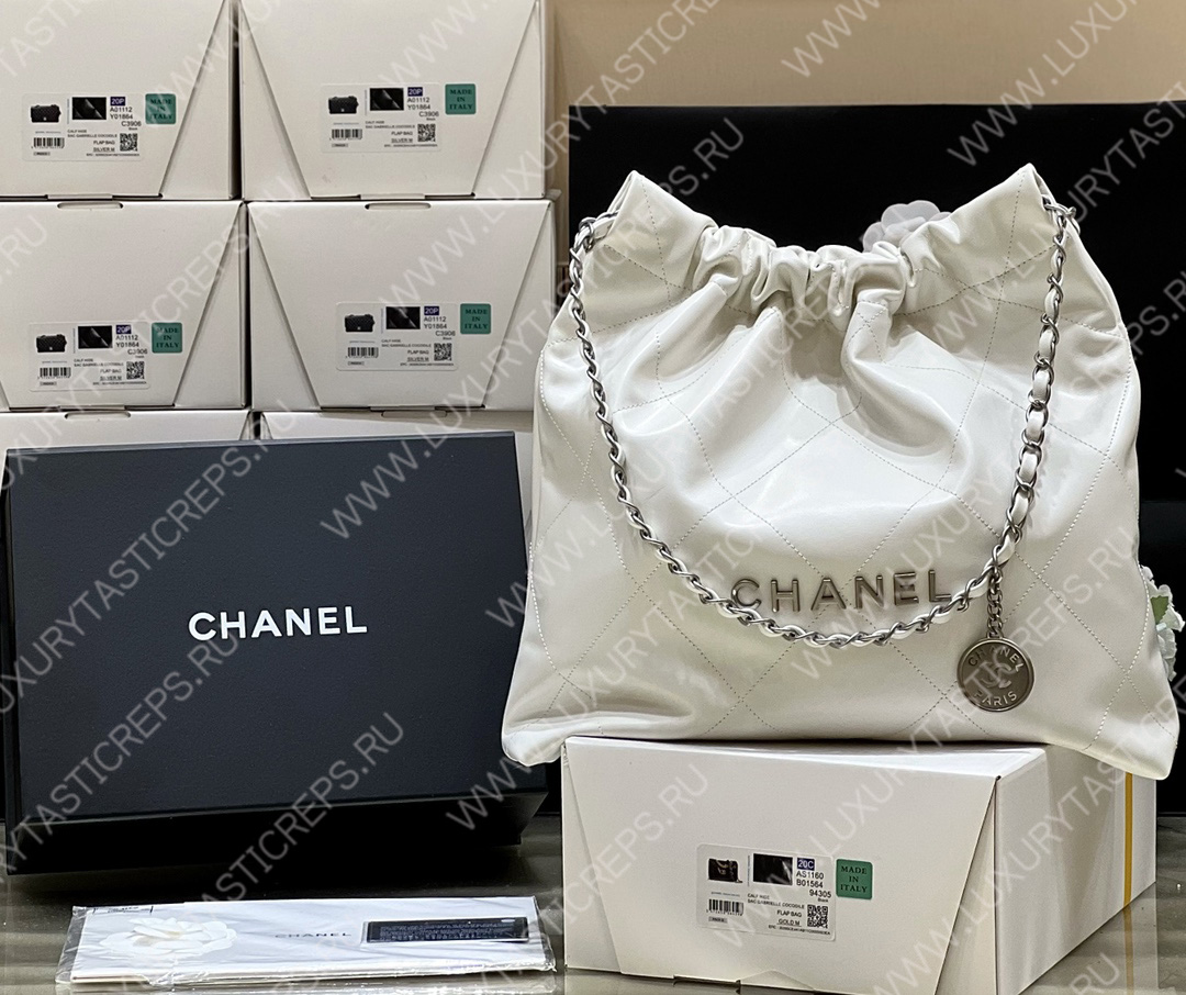 Ch*el 22 handbag white as3261
