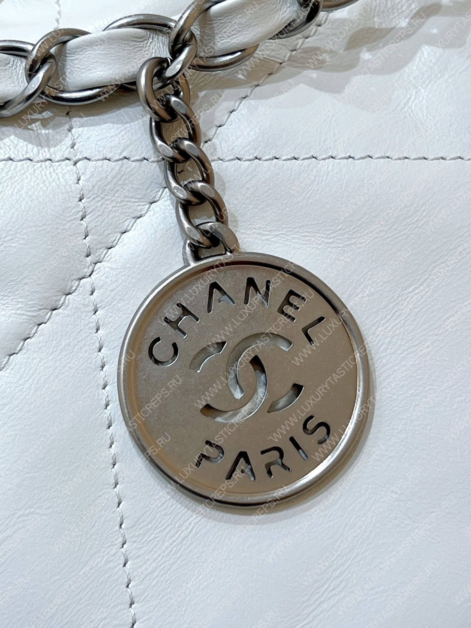 Ch*el 22 handbag white as3260