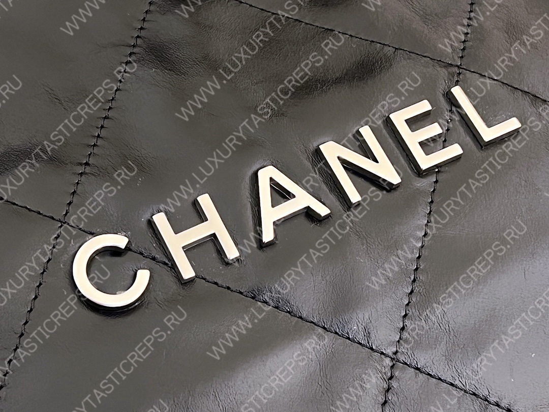 Ch*el 22 large shopping bag black as3262