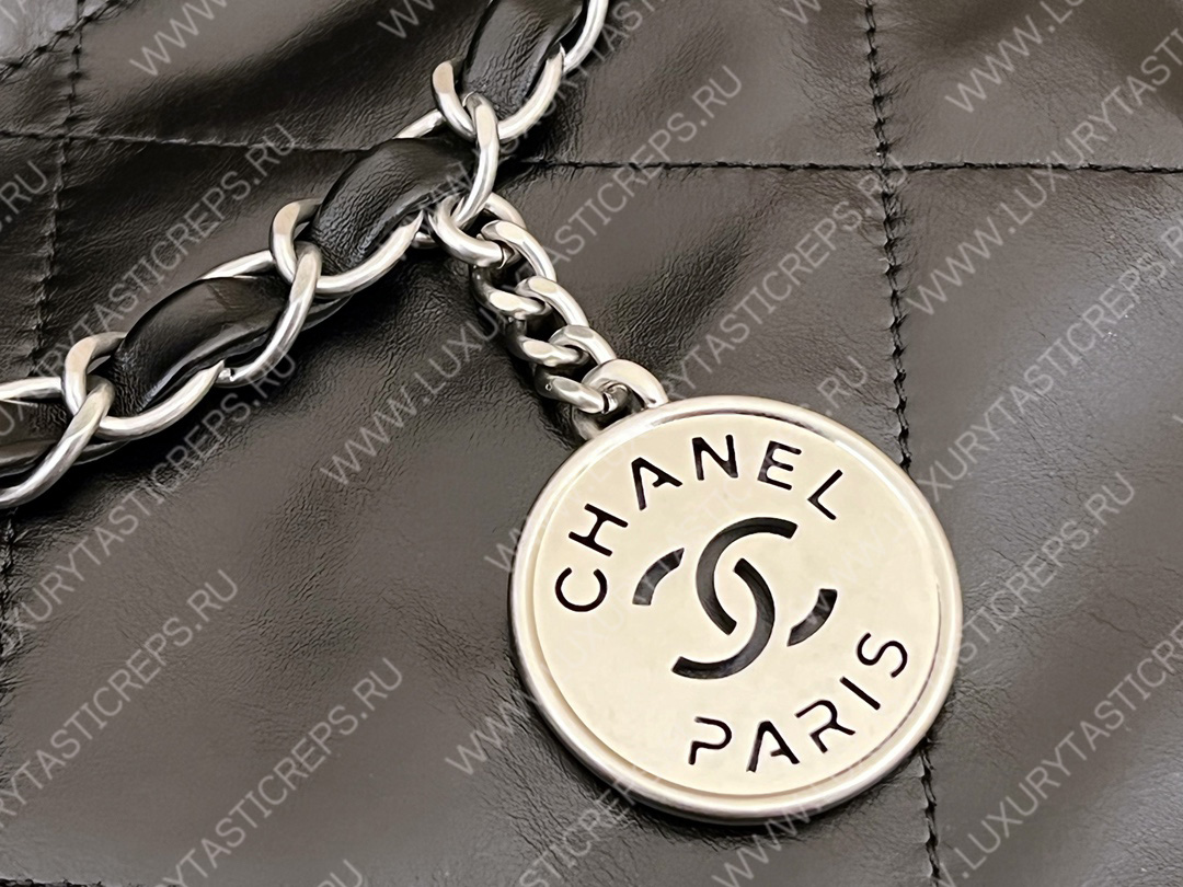 Ch*el 22 large shopping bag black as3262