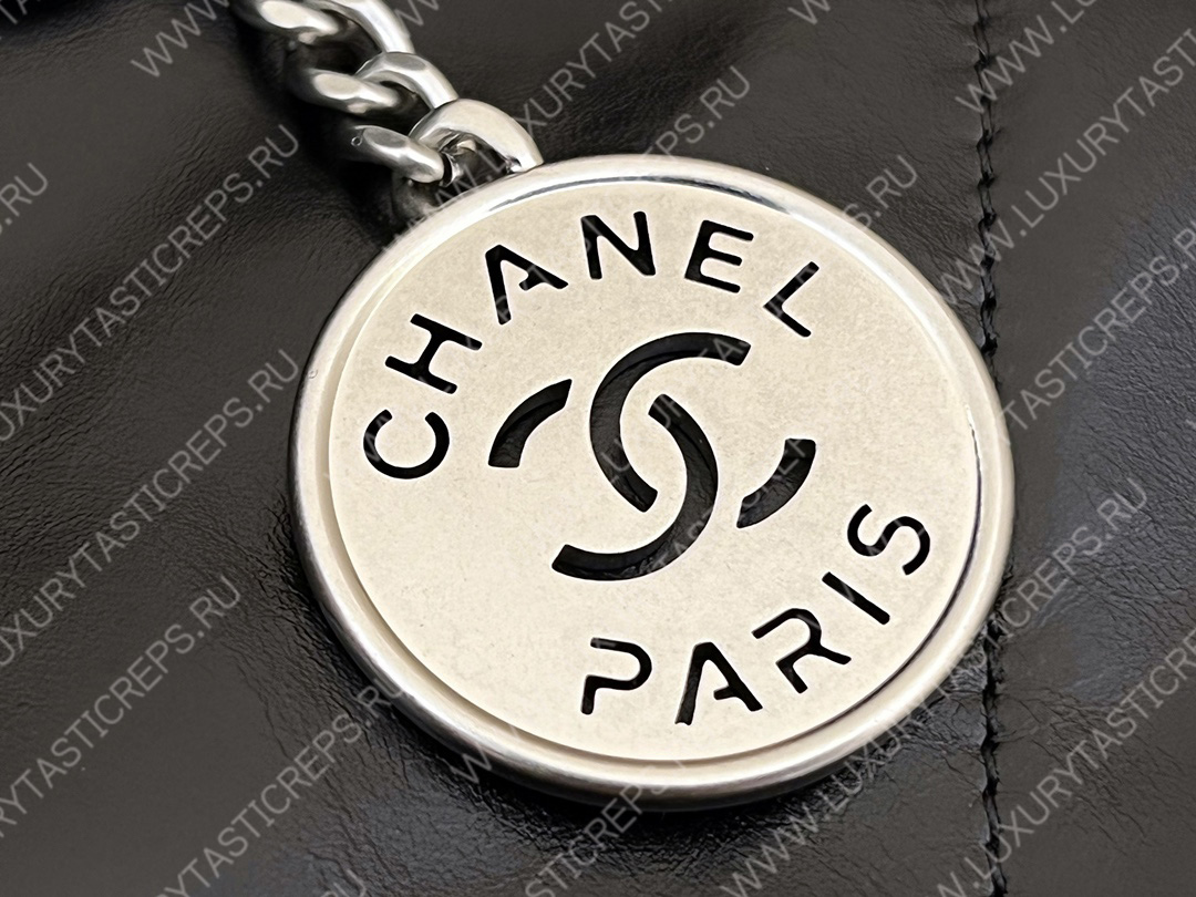 Ch*el 22 large shopping bag black as3262