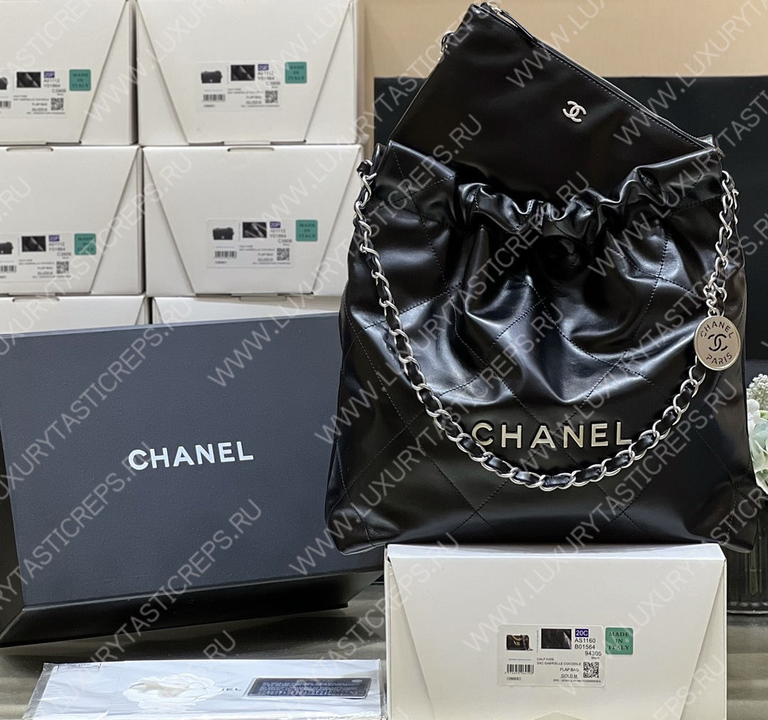 Ch*el 22 handbag black as3260