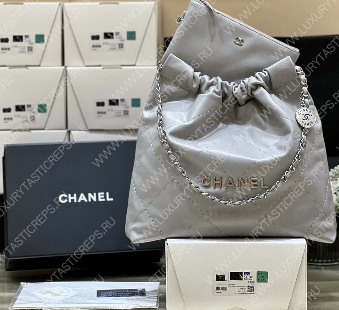 Ch*el 22 handbag grey as3261