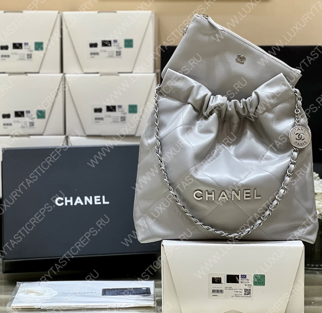 Ch*el 22 handbag grey as3260