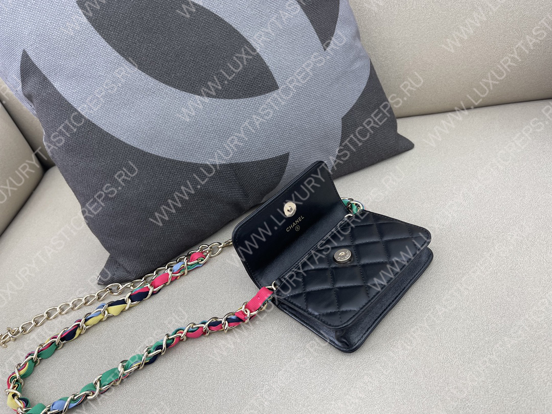 Ch*el ribbon belt bag black ap2054