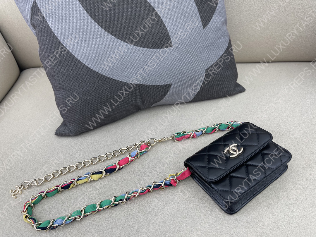 Ch*el ribbon belt bag black ap2054