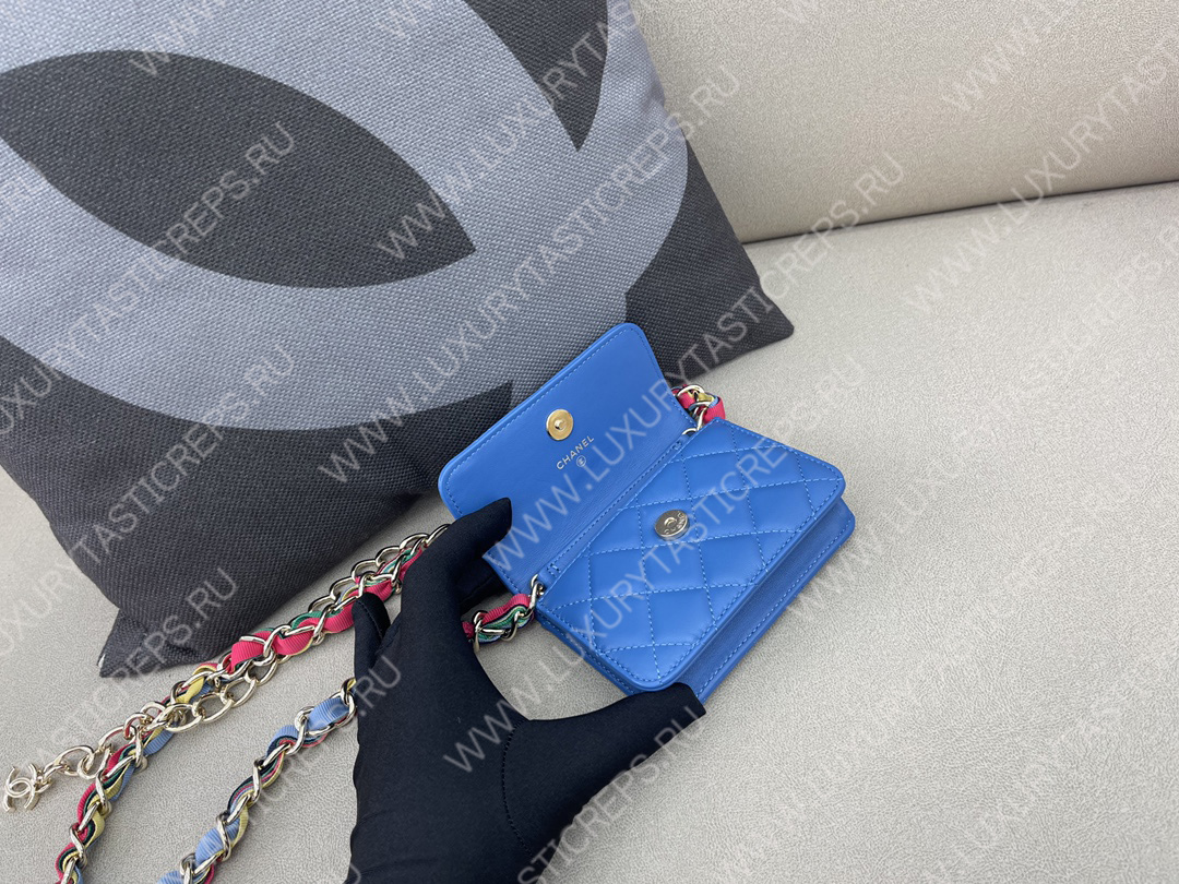 Ch*el ribbon belt bag blue ap2054