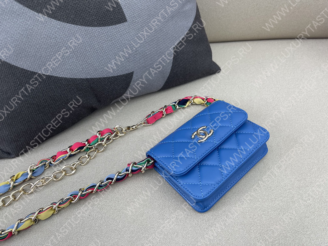 Ch*el ribbon belt bag blue ap2054