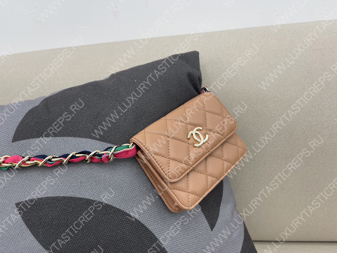 Ch*el ribbon belt bag beige ap2054