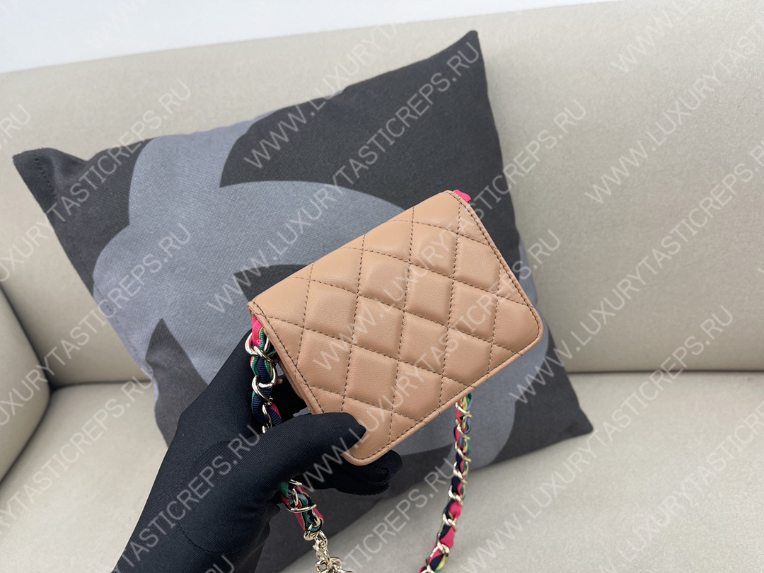 Ch*el ribbon belt bag beige ap2054