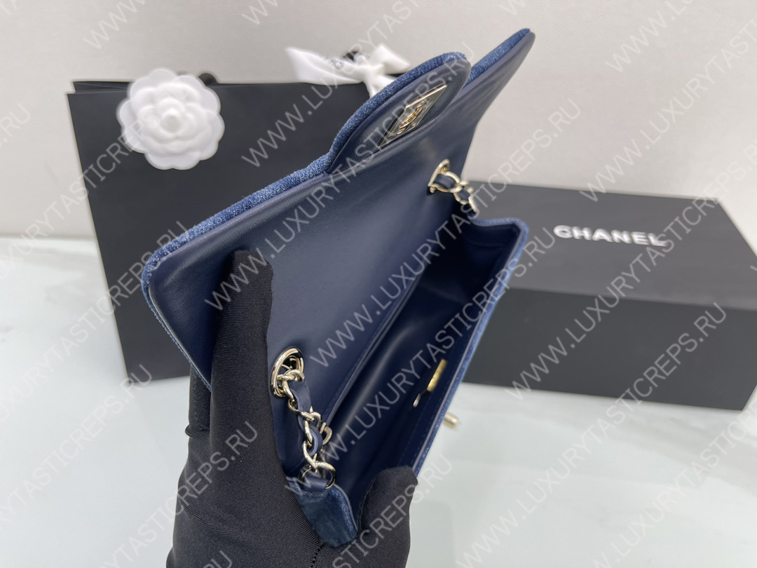 Ch*el classic handbag blue a01112