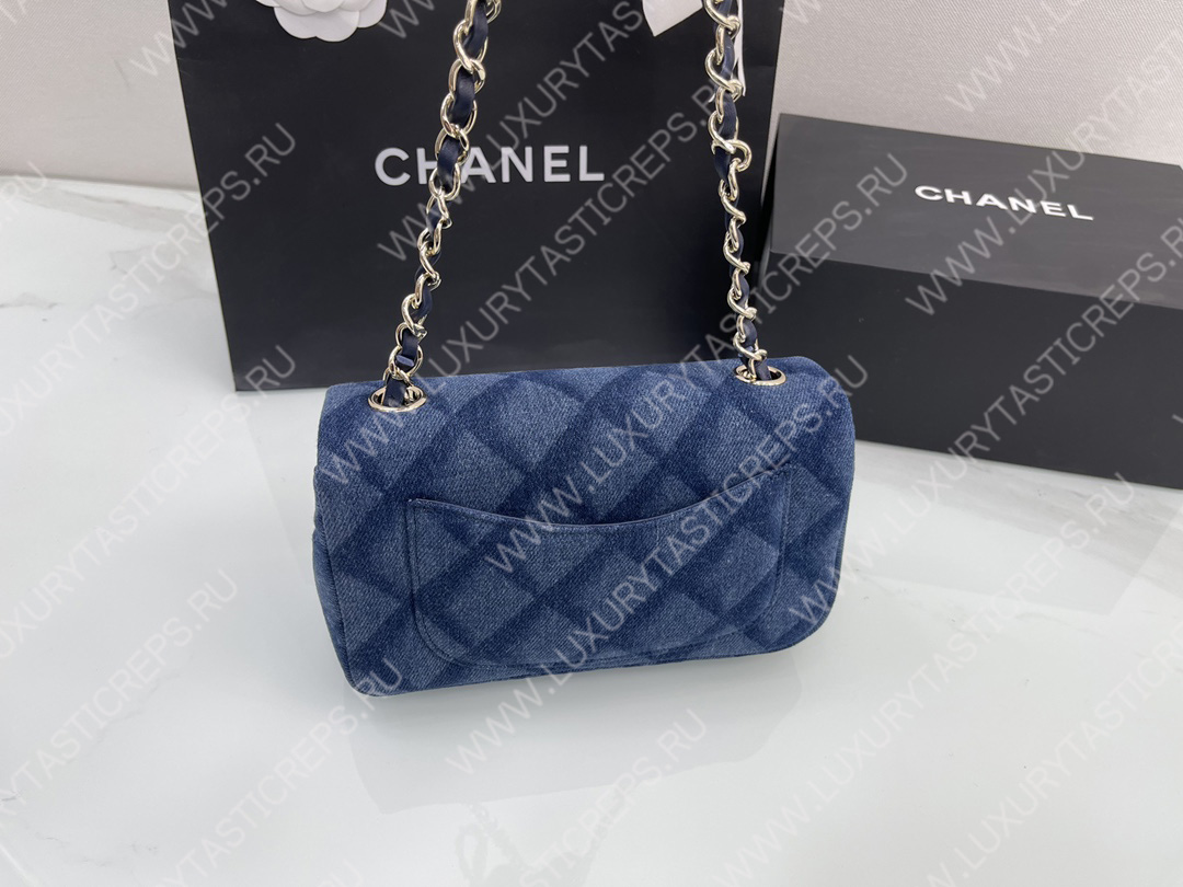 Ch*el classic handbag blue a01112