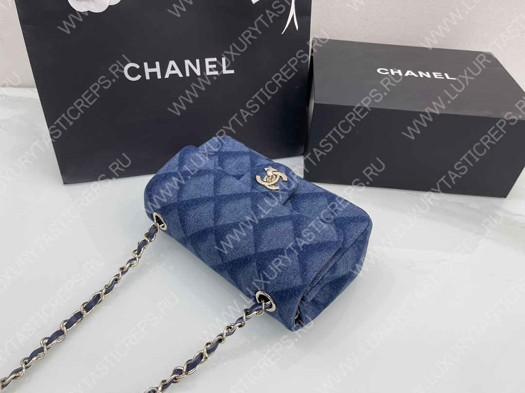 Ch*el classic handbag blue a01112