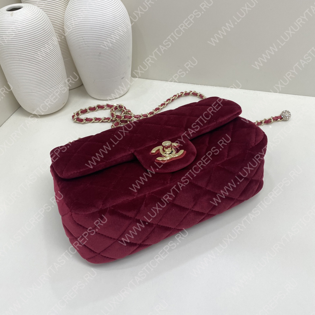 Ch*el classic handbag maroon a01112
