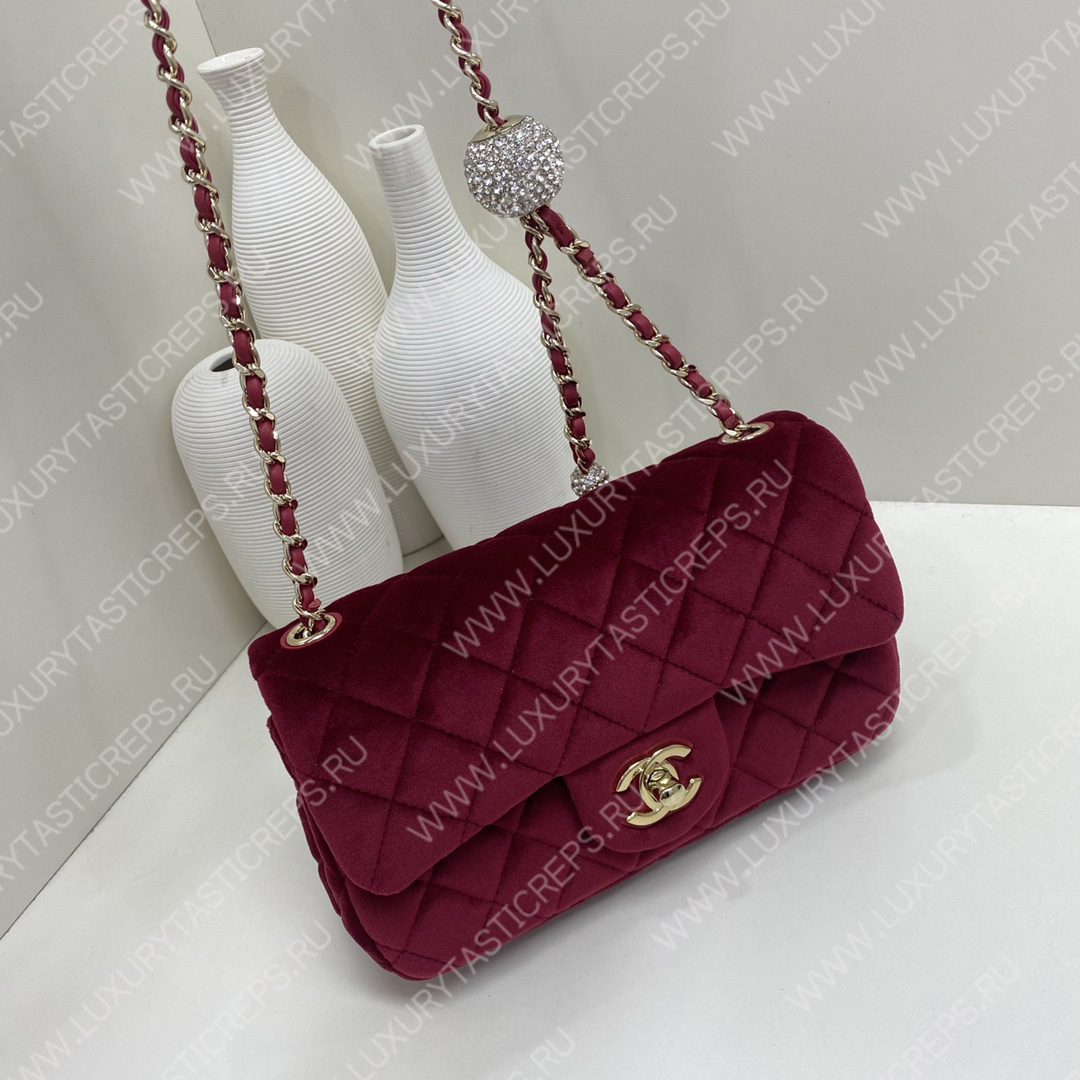 Ch*el classic handbag maroon a01112