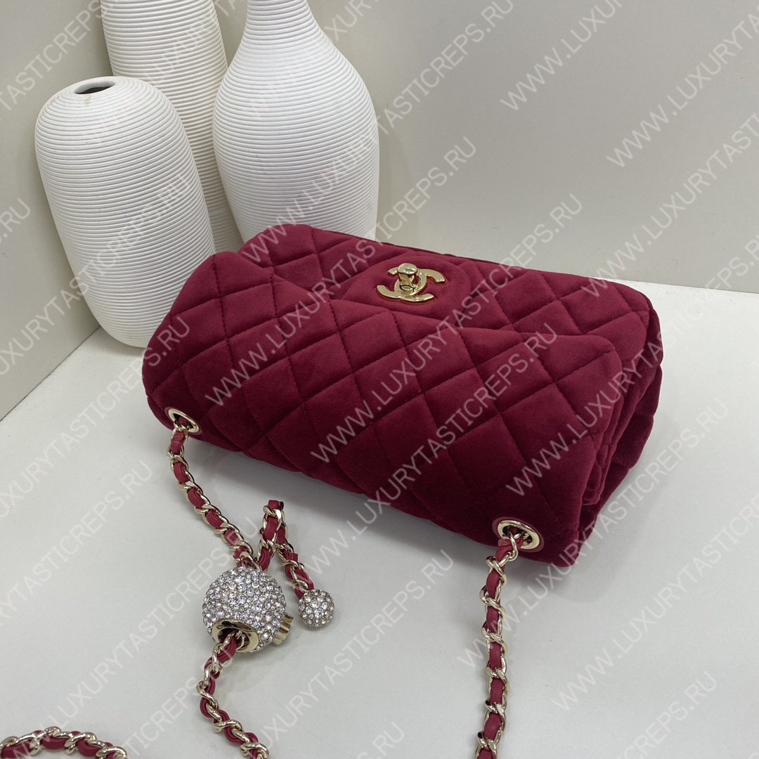 Ch*el classic handbag maroon a01112