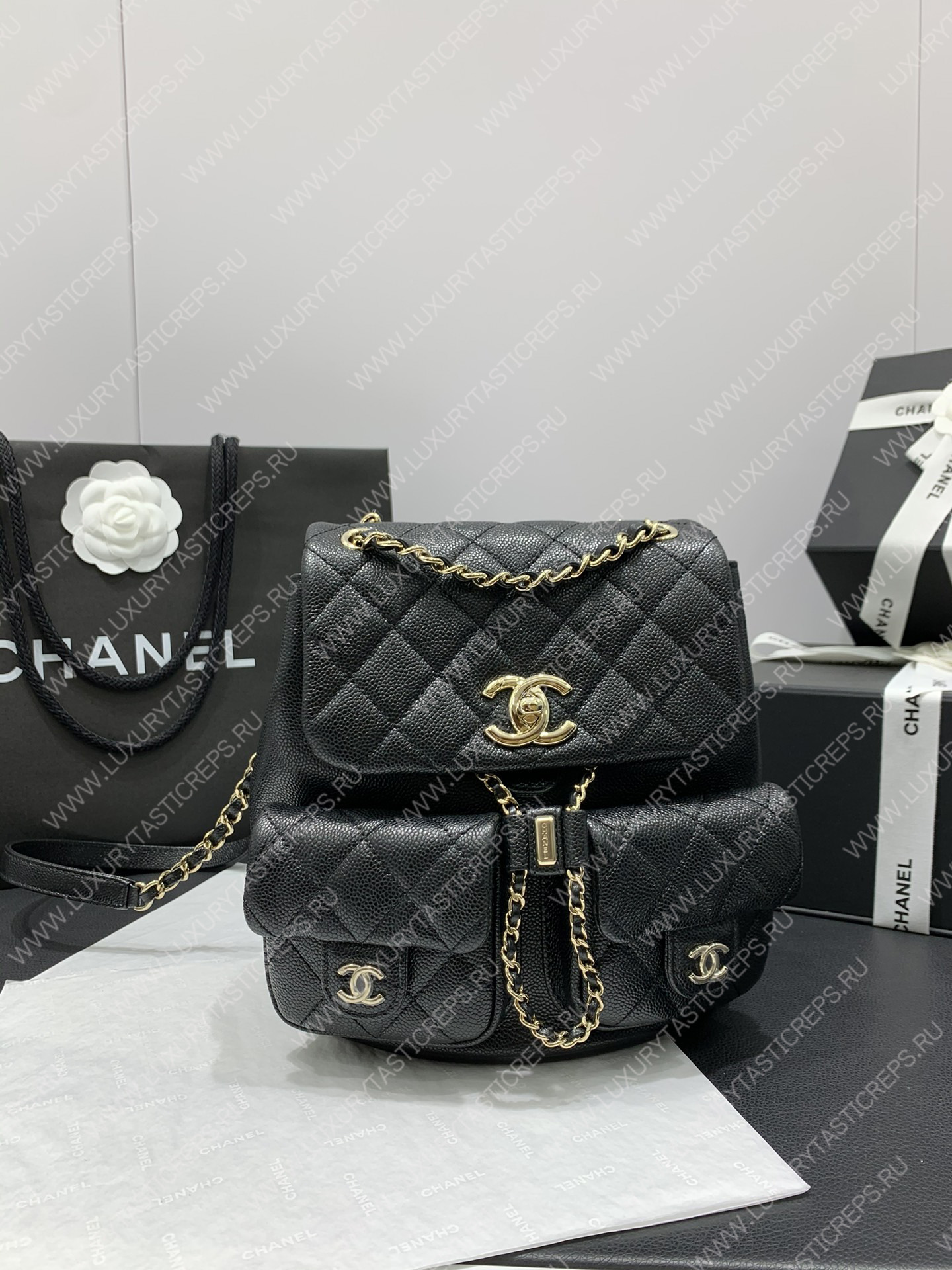 Ch*el small backpack black as3787