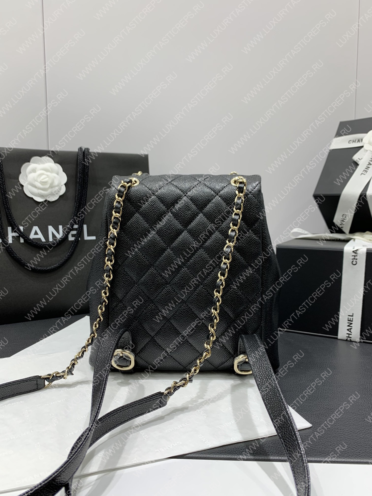 Ch*el small backpack black as3787