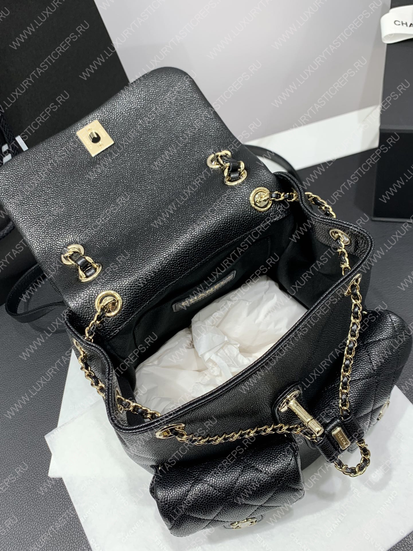 Ch*el small backpack black as3787