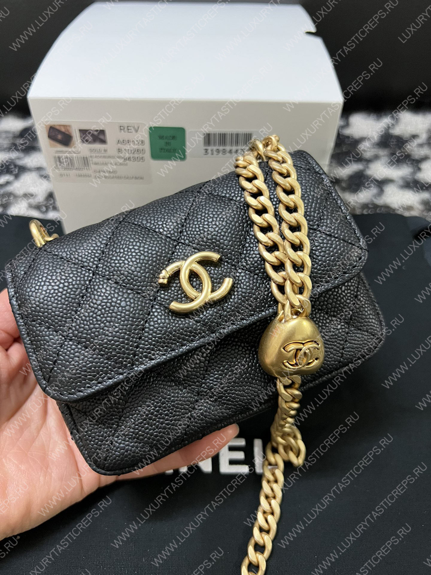 Ch*el mini flap bag black as3757