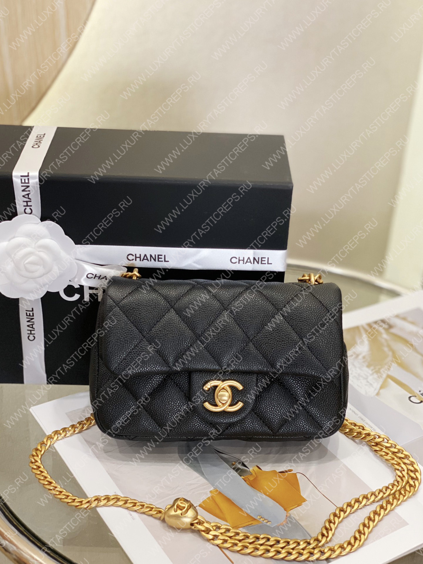 Ch*el mini flap bag black as3757