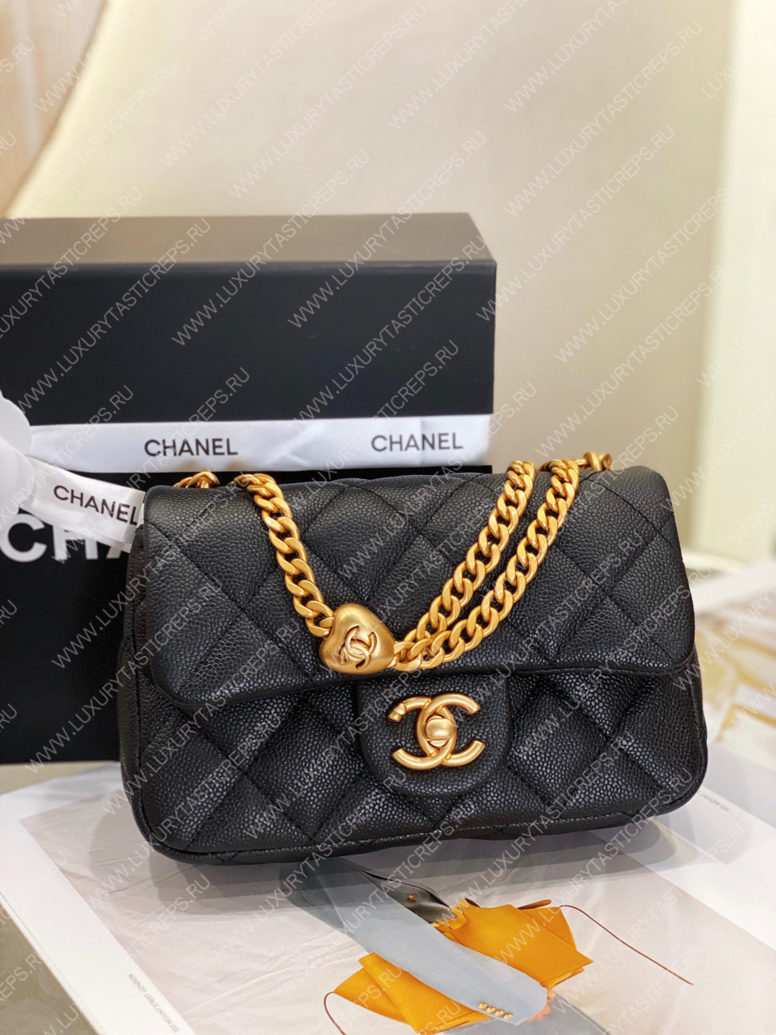 Ch*el mini flap bag black as3757