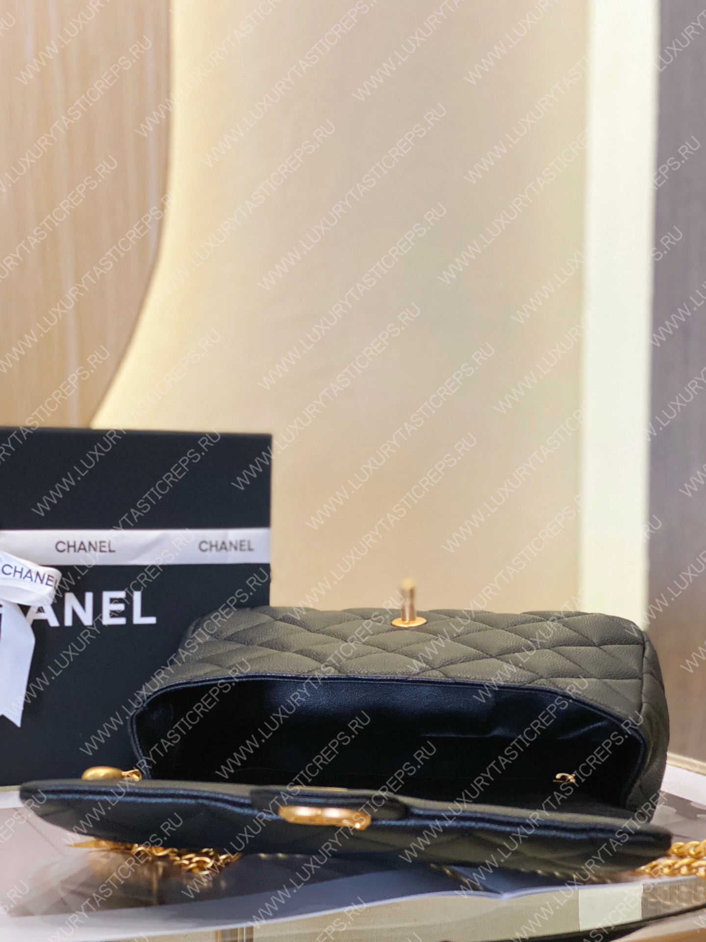 Ch*el mini flap bag navy blue as3757