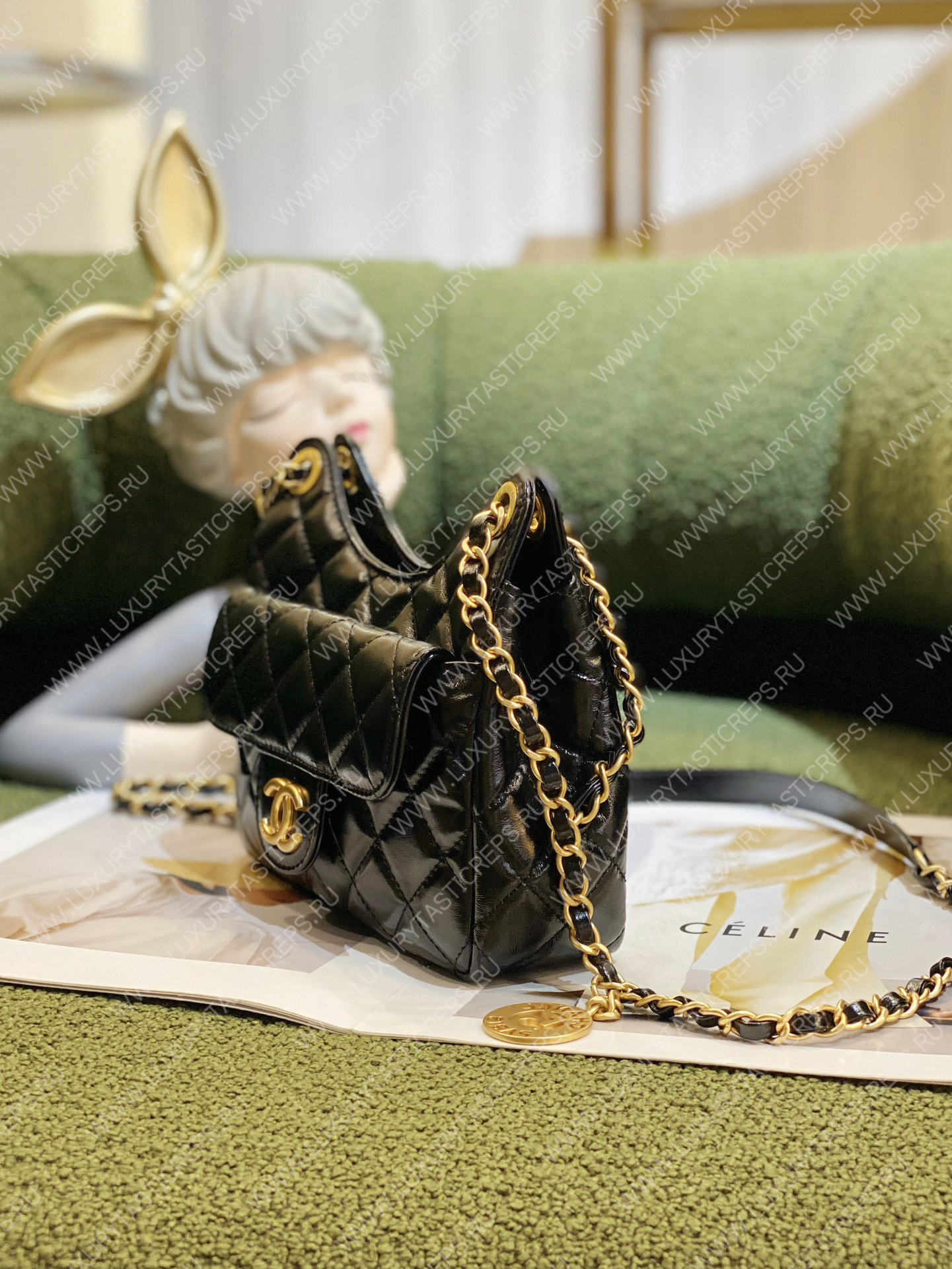 Ch*el small hobo bag black as3710