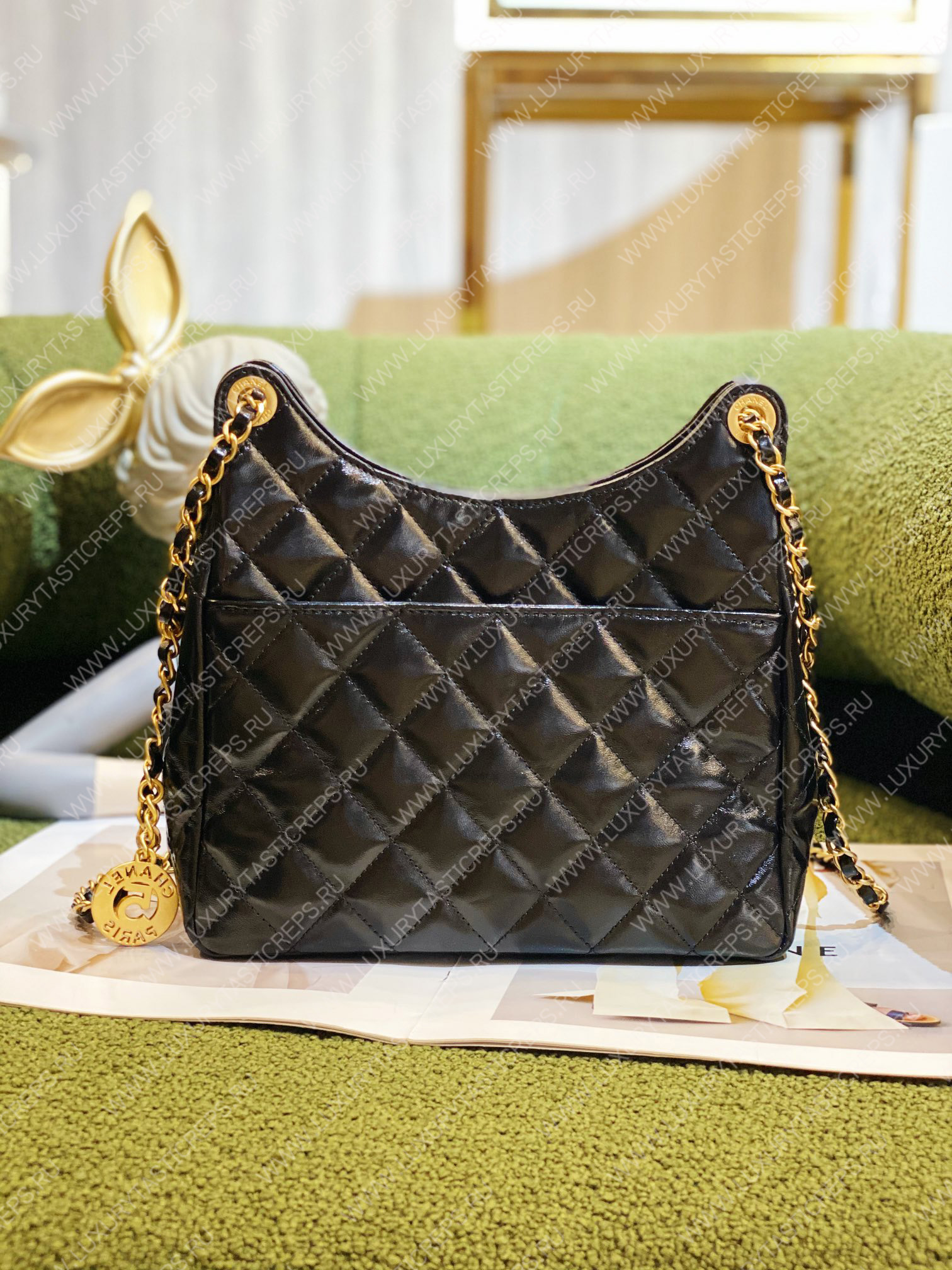 Ch*el hobo handbag black as3710