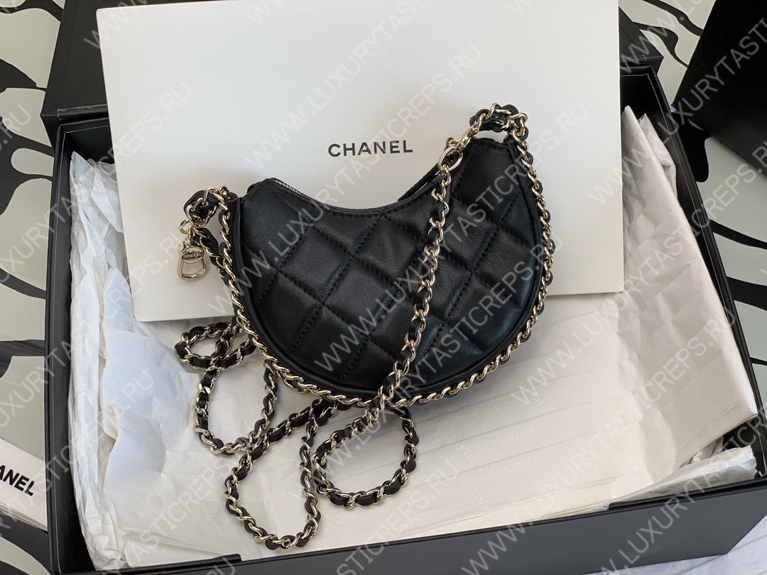 Ch*el small hobo bag black as3917