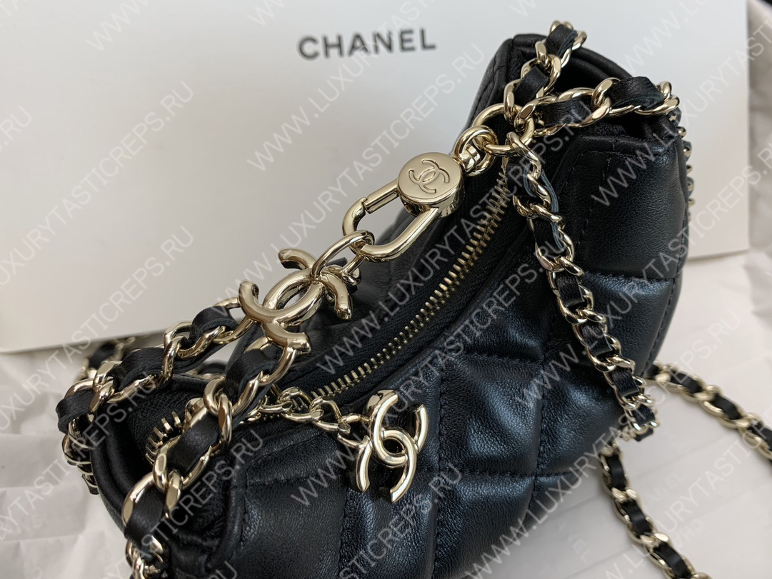 Ch*el small hobo bag black as3917