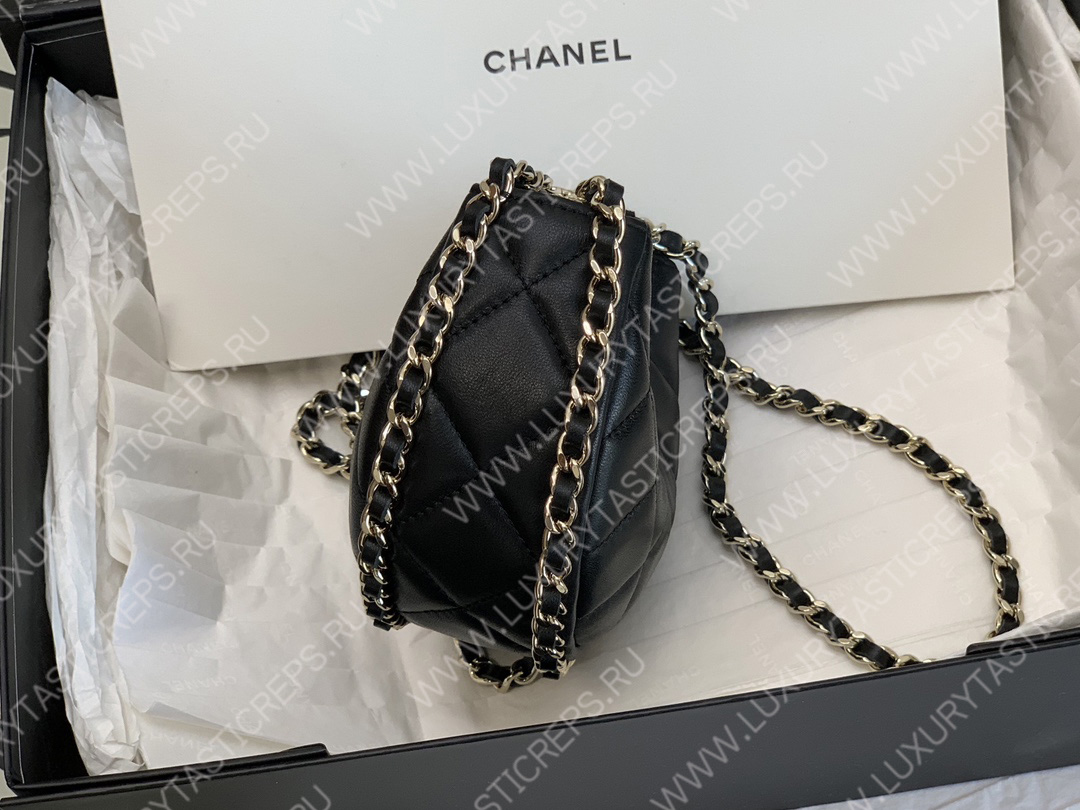 Ch*el small hobo bag black as3917