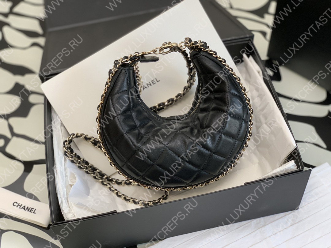 Ch*el small hobo bag black as3917
