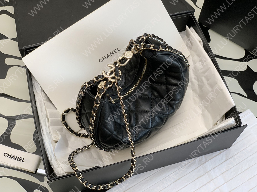 Ch*el small hobo bag black as3917