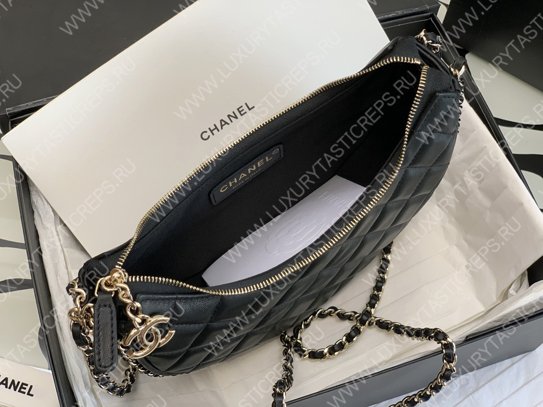 Ch*el small hobo bag black as3917