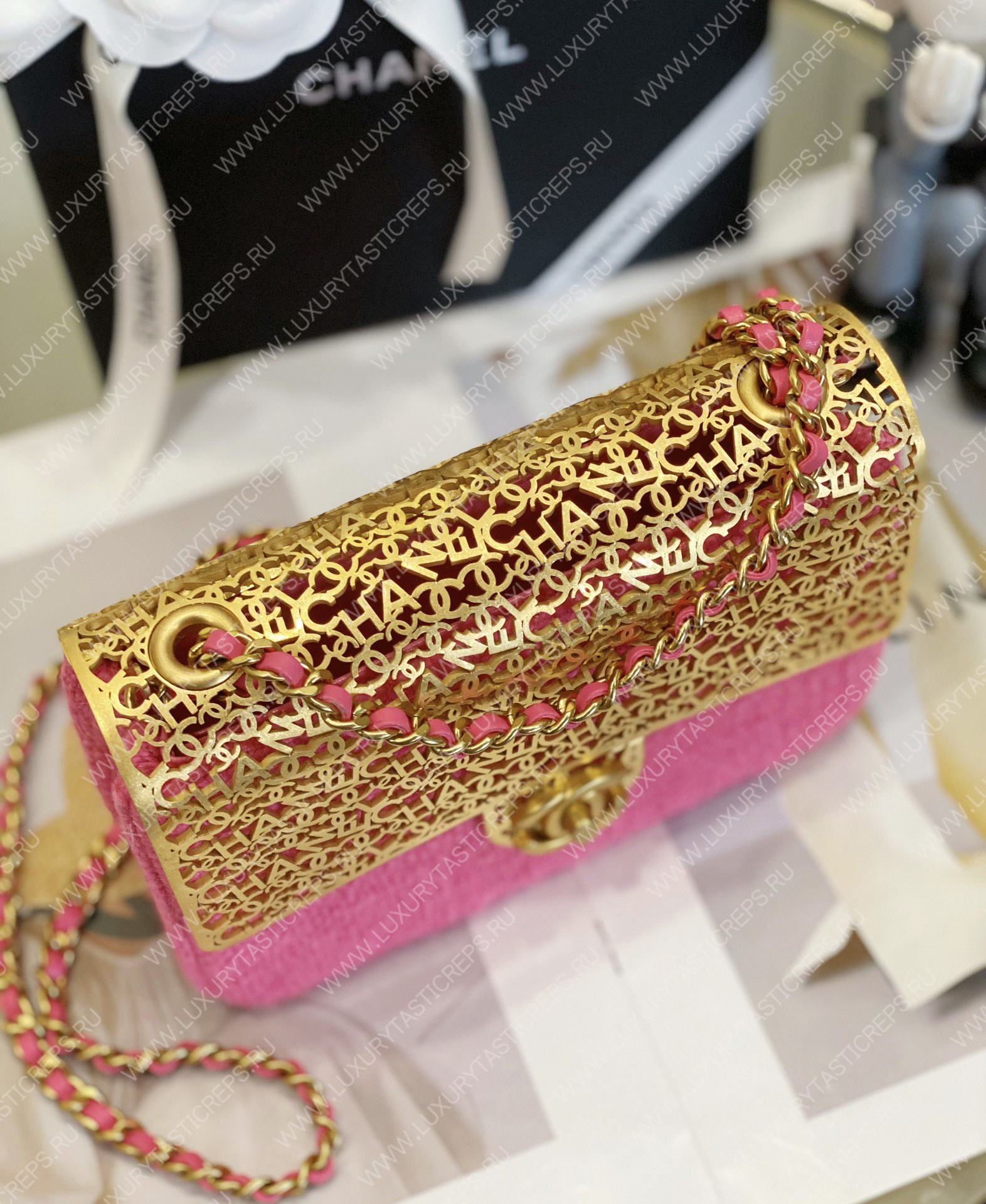 Ch*el mini evening bag pink as3526