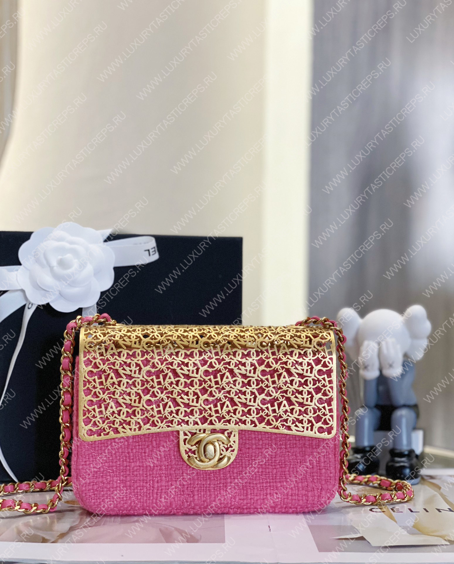 Ch*el mini evening bag pink as3526