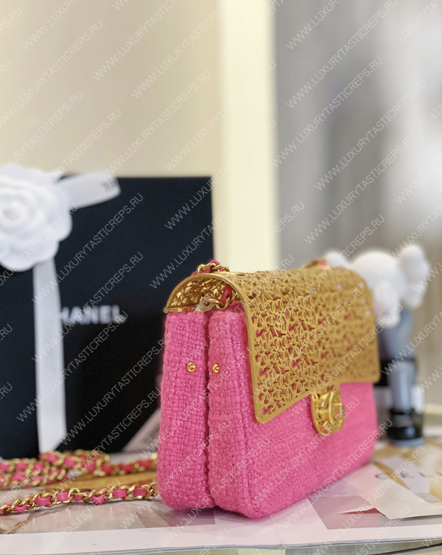 Ch*el mini evening bag pink as3526