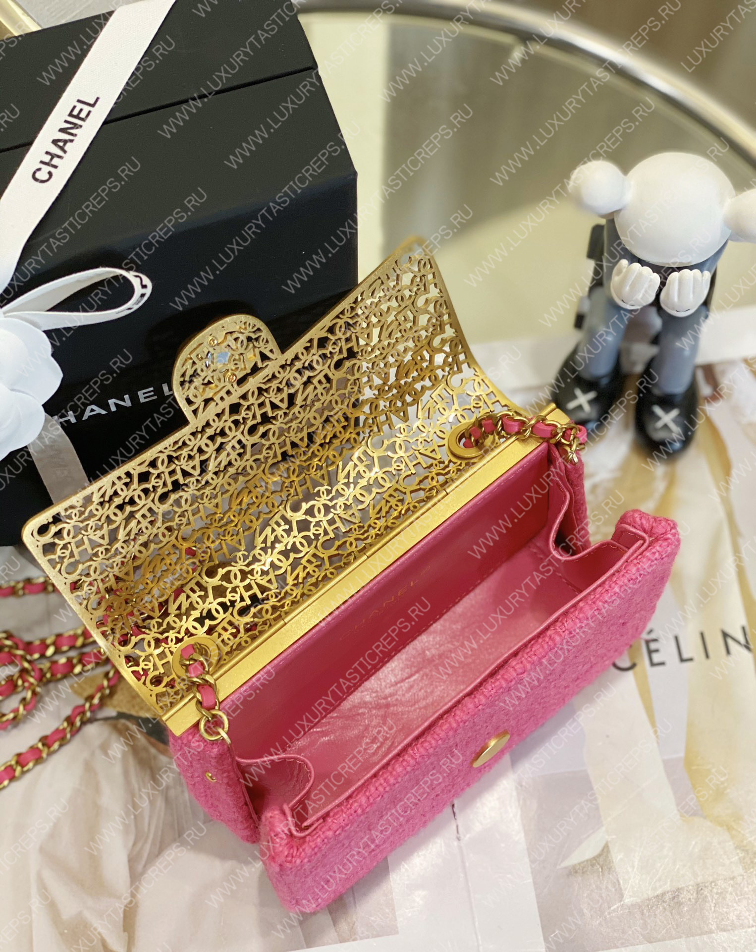 Ch*el mini evening bag pink as3526