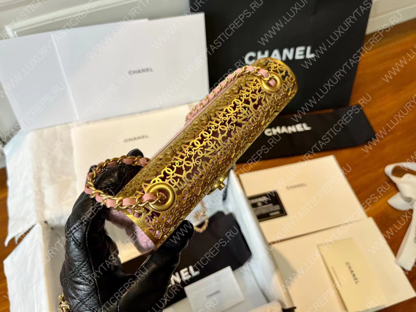 Ch*el mini evening bag light pink as3526