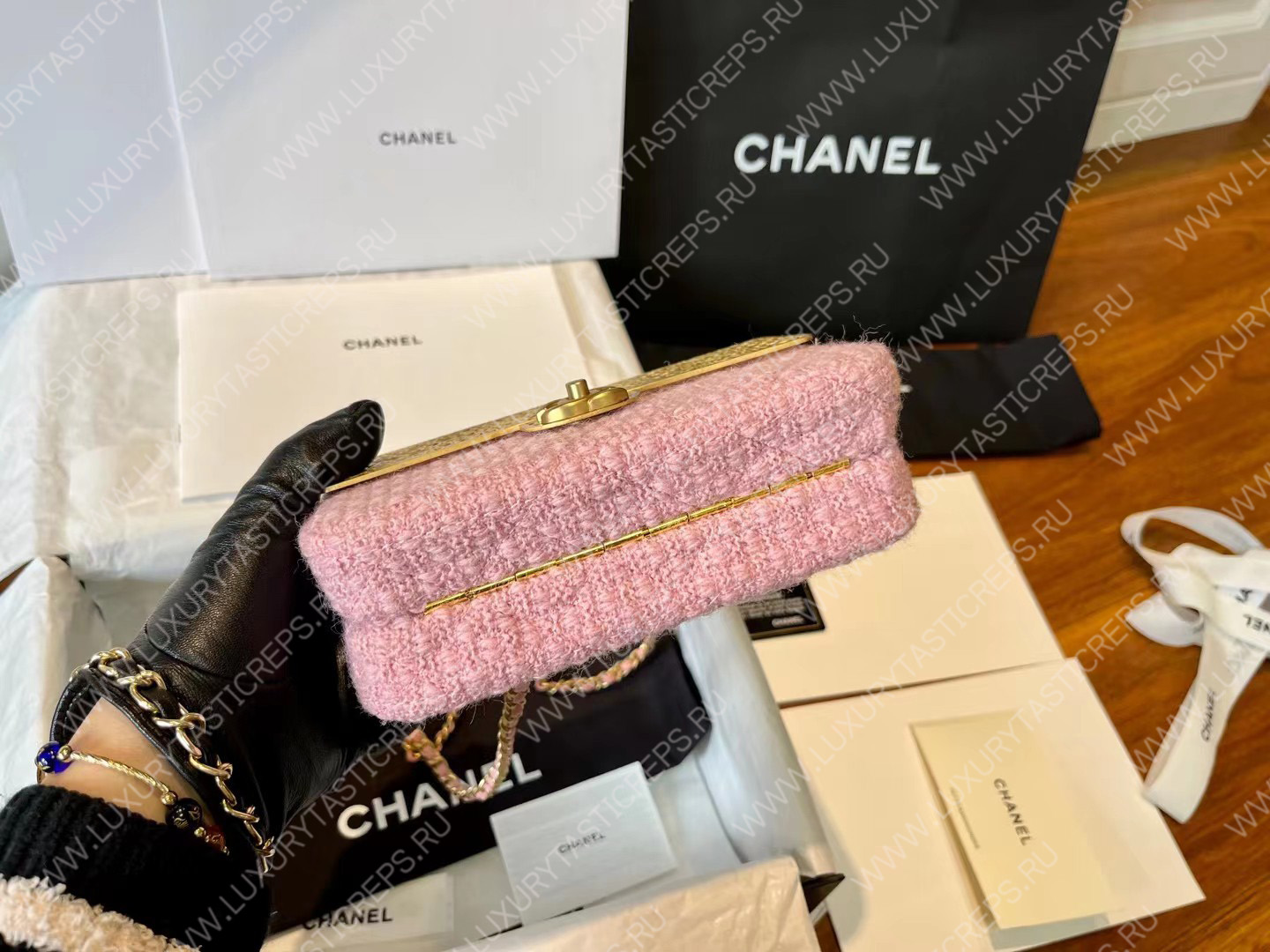 Ch*el mini evening bag light pink as3526