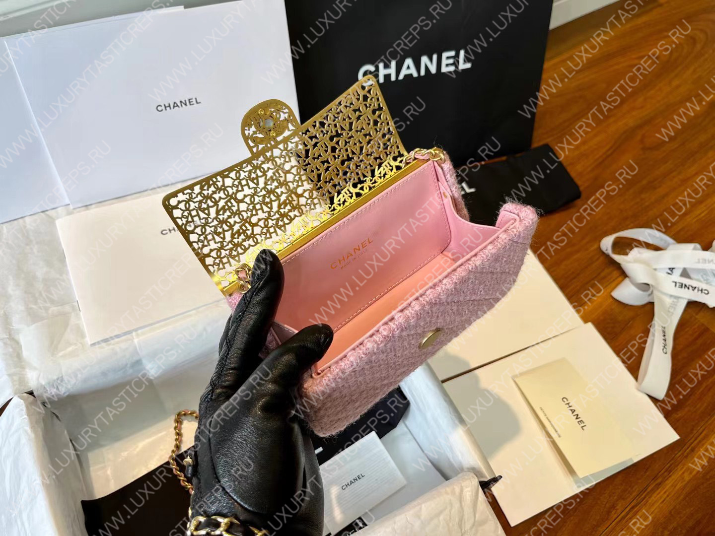 Ch*el mini evening bag light pink as3526